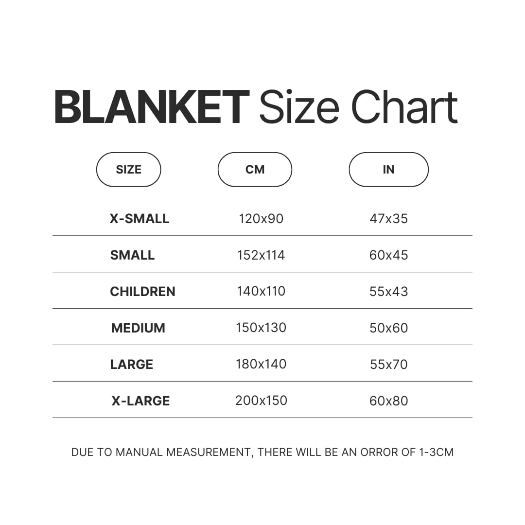 Blanket Size Chart - Horimiya Shop